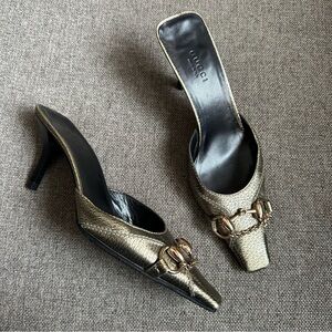 Vintage Gucci x Tom Ford metallic horsebit chain heels